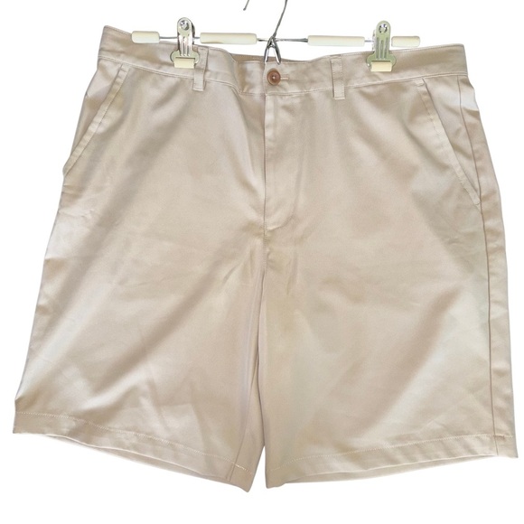 Izod Golf Tan Flat Front Shorts with Silicone Waist - Picture 1 of 6